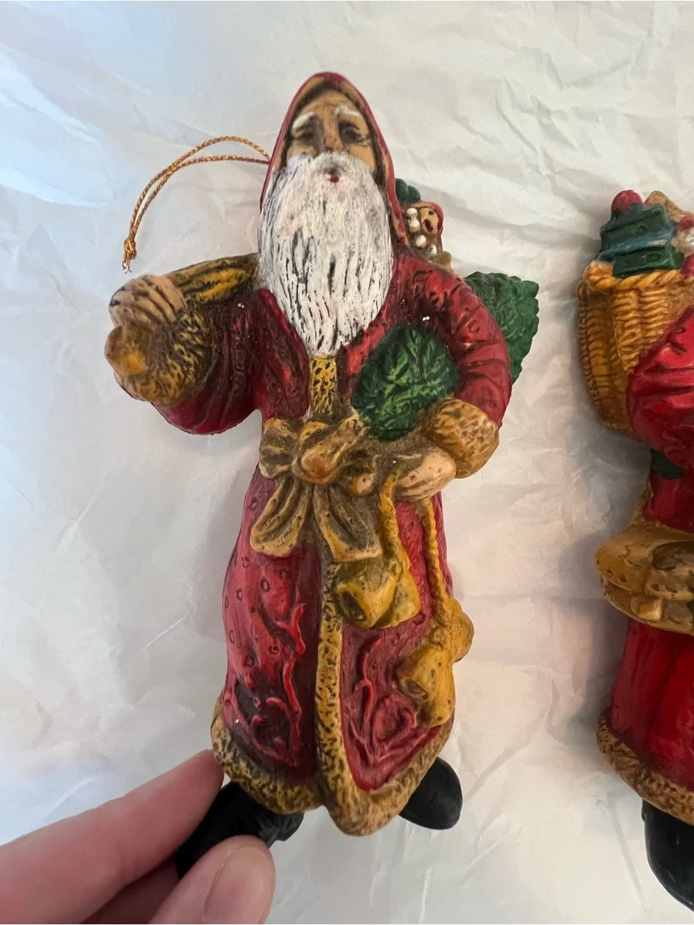 Hand-Painted Red Santa Ornament Set - Festive Home Holiday Figurines